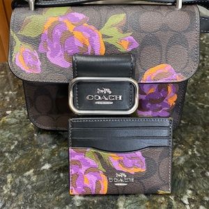 NWT! Coach Sig Rose Morgan Sqr Bag 2 set